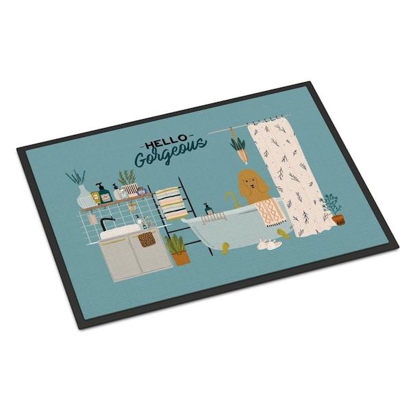 Carolines Treasures 18 x 27 in. Tan Poodle in Bathtub Indoor or Outdoor Mat CK7491MAT - main
